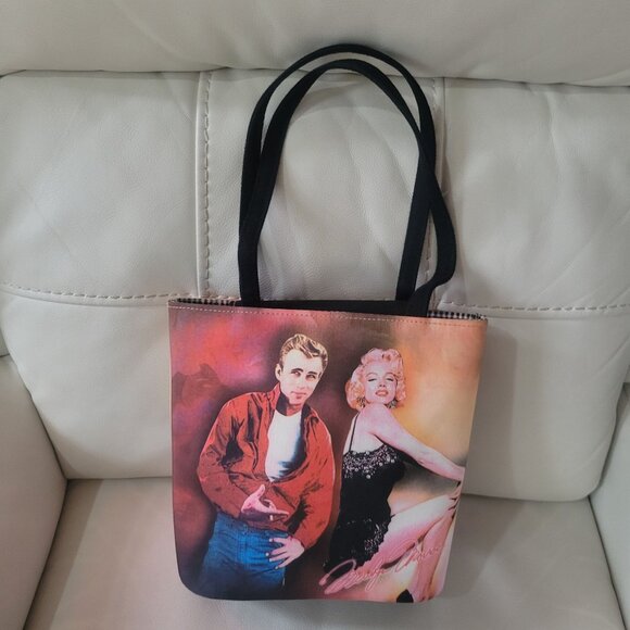 James Dean & Marilyn Monroe Vintage Canvas Tote Bag - Pop Art Style - Picture 3 of 16